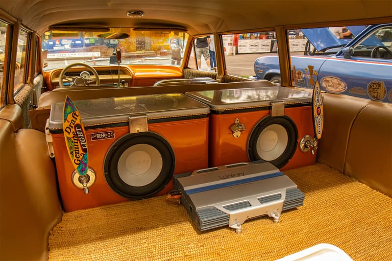 Modified Coleman coolers were converted into a pair of subwoofer boxes