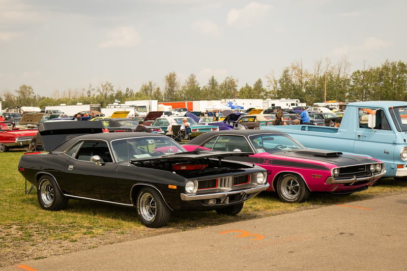 A pair of E-Body Mopar's sitting together during Western Mopar Madness