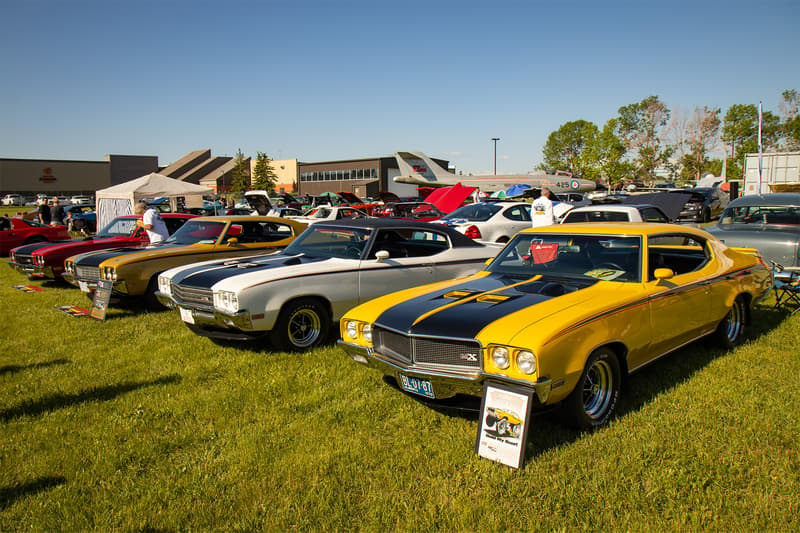 Four Buick GSX's lined together as the centerpiece of the event