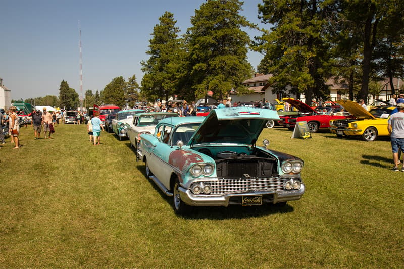 Many rows of collector cars were lined throughout the event