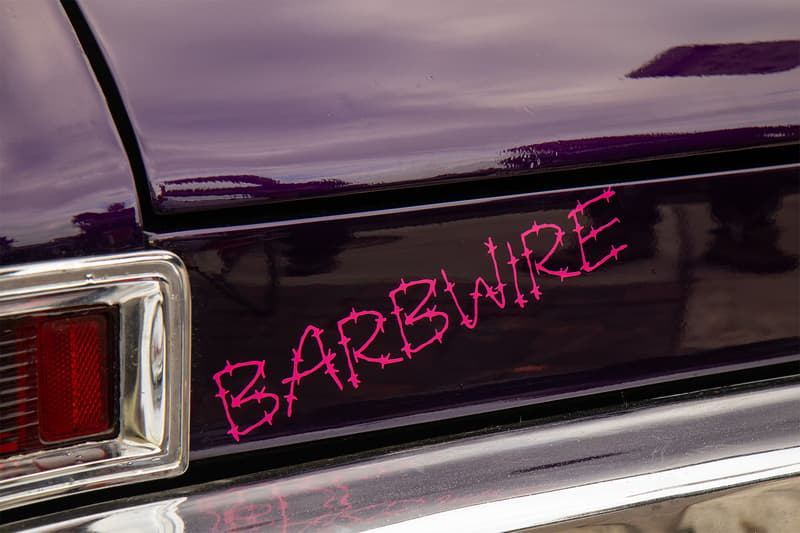 The custom pinstriping adorning the "Barbwire" name