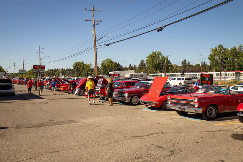 A sea of red classic cars shone brightly in front of the Legion in honour of Canada's national flag