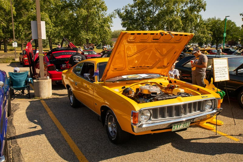 The Chrysler Valiant Charger was a rare Australian gem among the many Mopar's in attendance