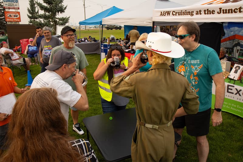 From the first round of the Root Beer Chug challenge, with contestants fighting to drink the famous A&W Root Beer down the fastest