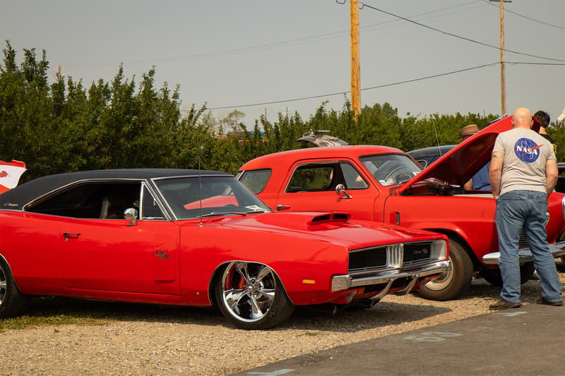 1969 Dodge Charger that was displayed laying on the ground, fitted with an air ride suspension system