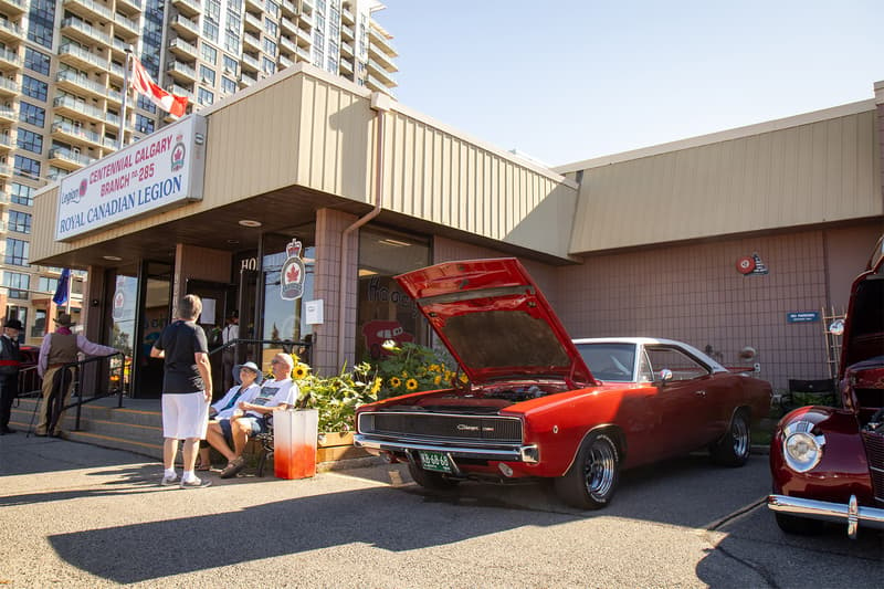 A stunning 1968 Dodge Charger was parked up at the main entrance of the Legion