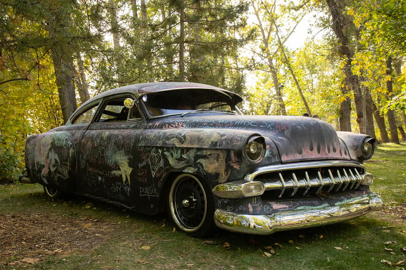 The owner of this classic Chevrolet brings chalk for the kids to become creative and turn it into a rolling art piece