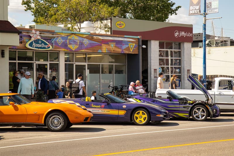 A trio of vehicles in wild colours parked along Bowness Road