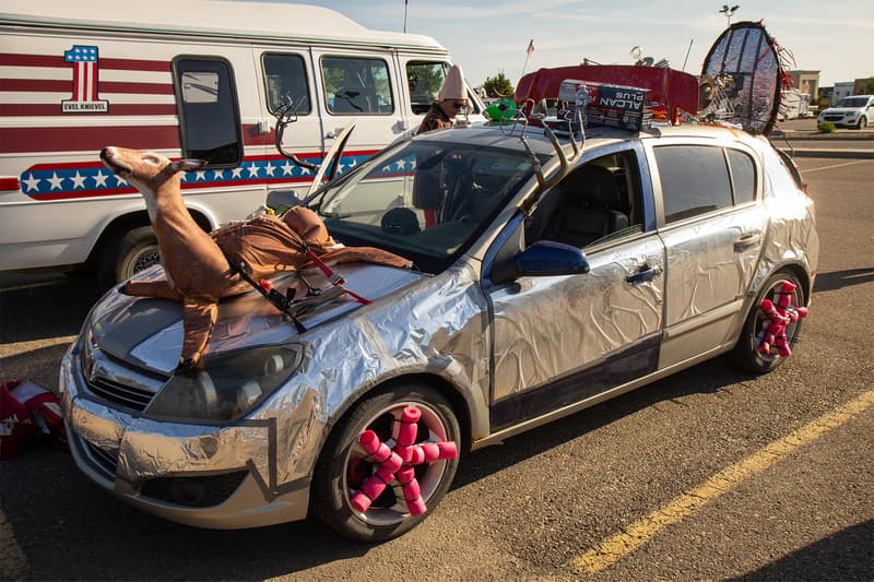 A small Vauxhall compact that was wrapped in tin foil was also part of the festivities.